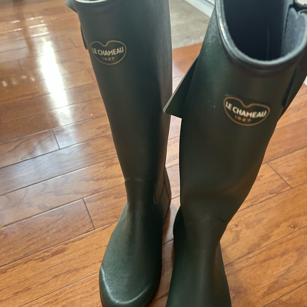 Le Chameau Dark Green rubber Winter & Rain Boots. 16" Tall